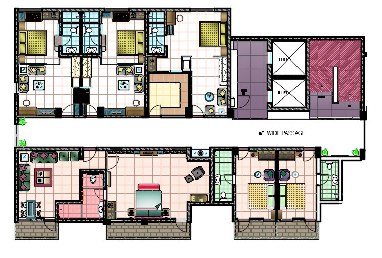 Hotel Bedroom Floor Plan With Furniture Design DWG File