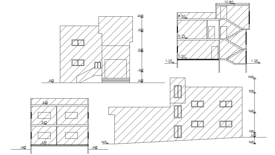 House Building Sectional Elevation Design AutoCAD Drawing - Cadbull