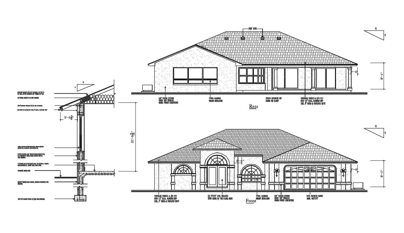 House Elevation AutoCAD Drawing - Cadbull