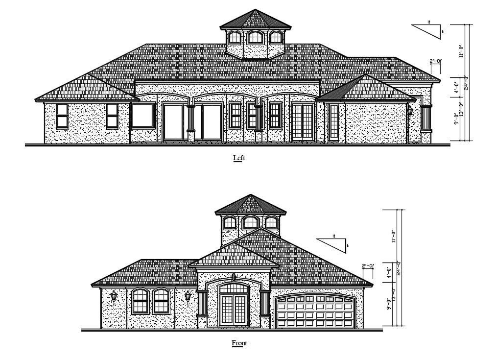 House Elevation Design Autocad Drawing Cadbull