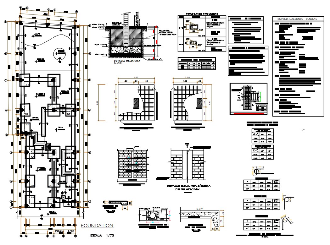 House Foundation Plan AutoCAD File - Cadbull