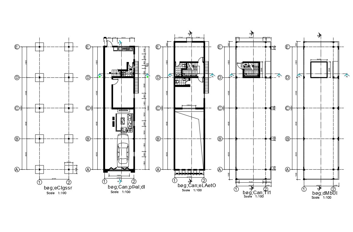 House foundation and all floors cover plan cad drawing details dwg file ...