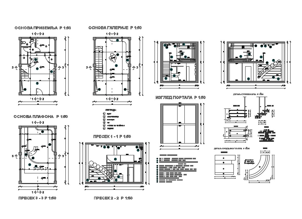 House Interior Ceiling Staircase Tile Shelves Etc Cad