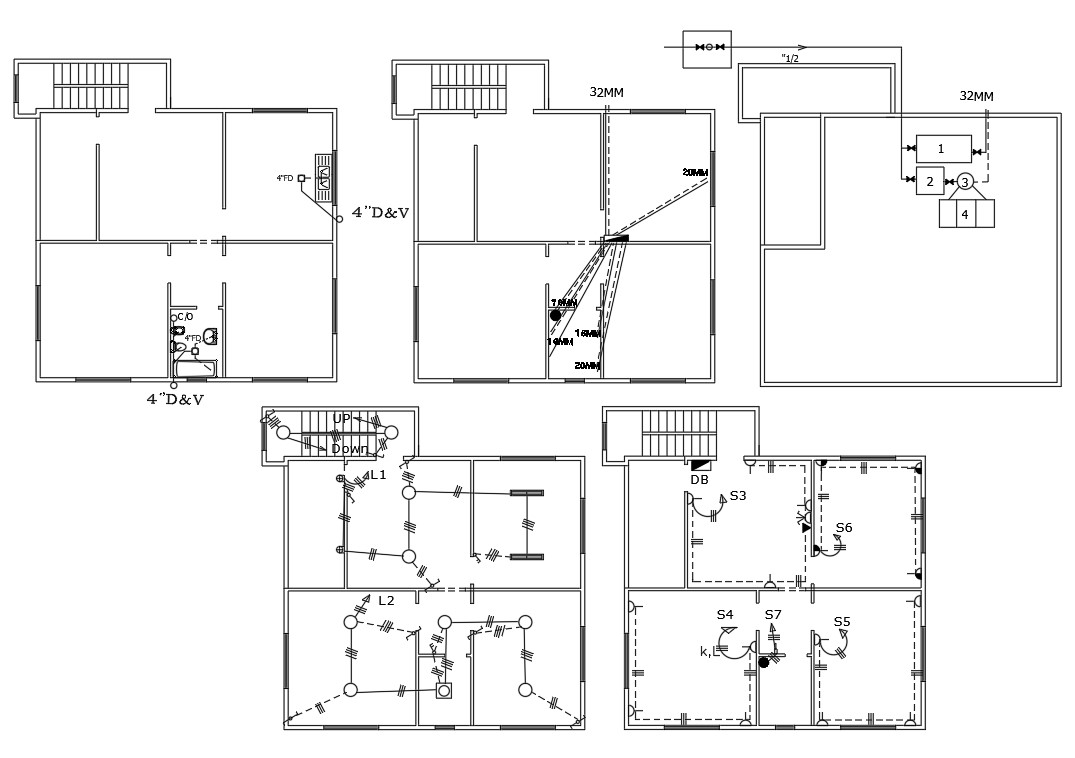 House Electrical And Plumbing Layout Plan DWG file - Cadbull