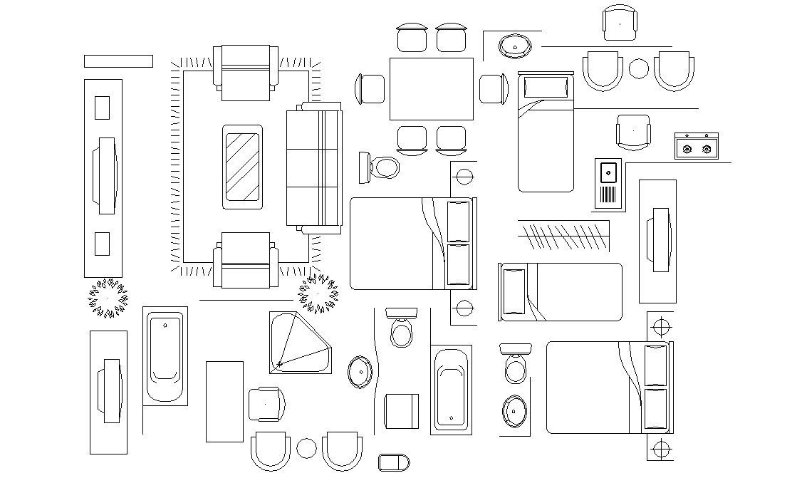 Household Blocks Design CAD File