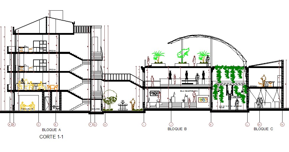 Housing Section Plan Detail Dwg File - Cadbull