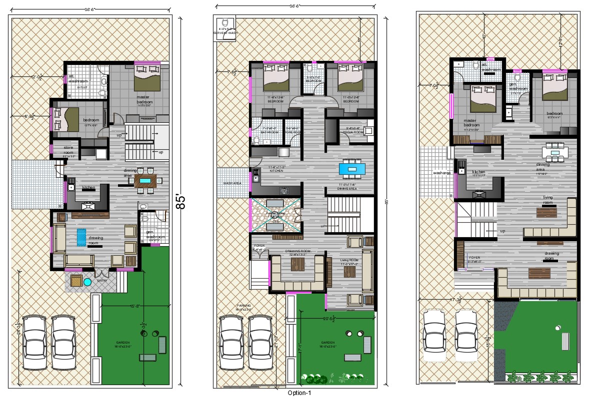 Huge Bungalow Floor Plan With Fully Furnished Presentation Design AutoCAD File Cadbull