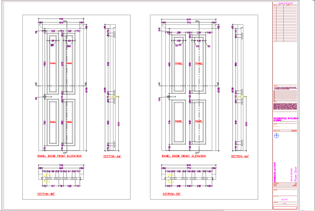 Indian style wooden door design and detail drawing - Cadbull