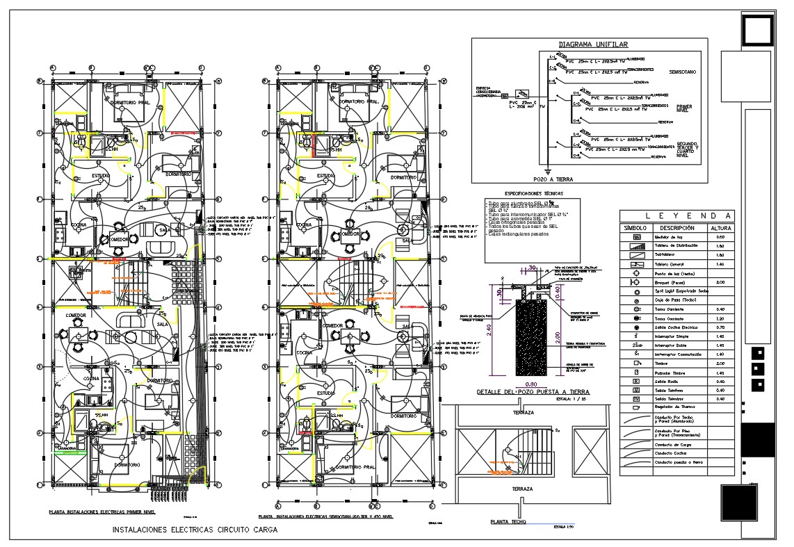 Installation Electrical Layout Plan For 2 BHK House Design DWG File