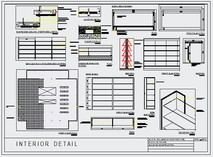 Interior Design Of Furniture Detail Drawing In Library Cadbull