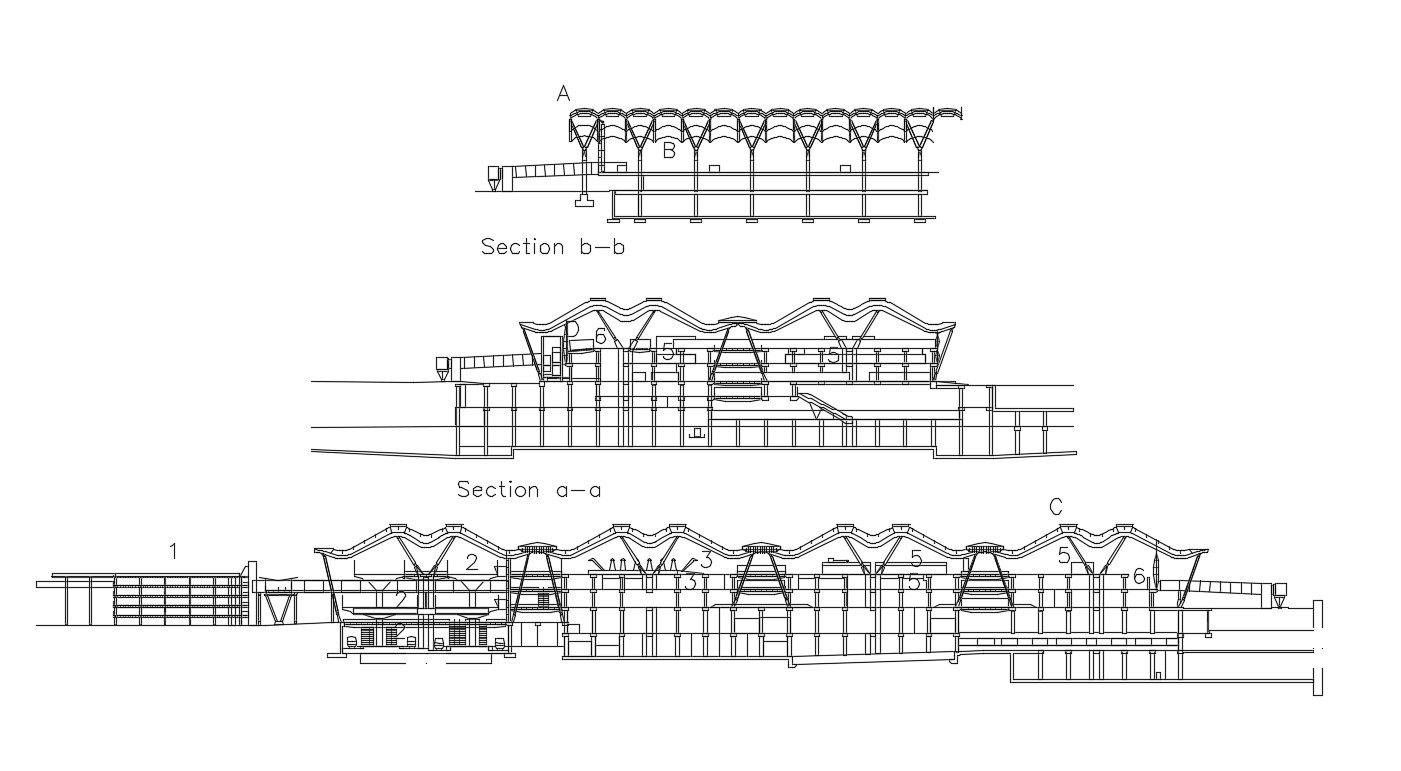 Airport Building Main Elevation And Section Cad Drawi - vrogue.co