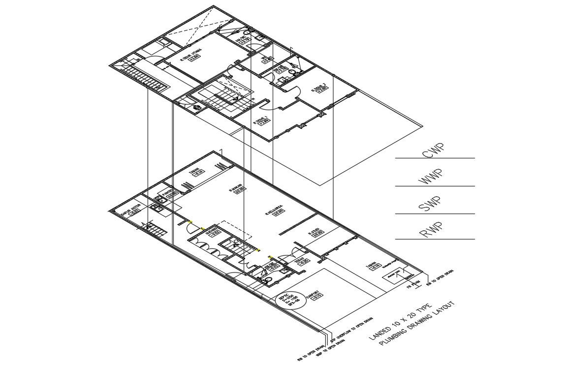 Isometric House plan drawing of DWG file Cadbull