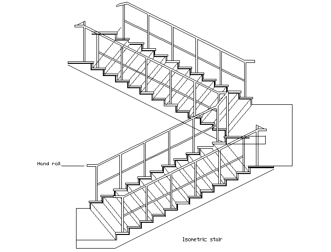 Isometric stair view detail dwg file Cadbull