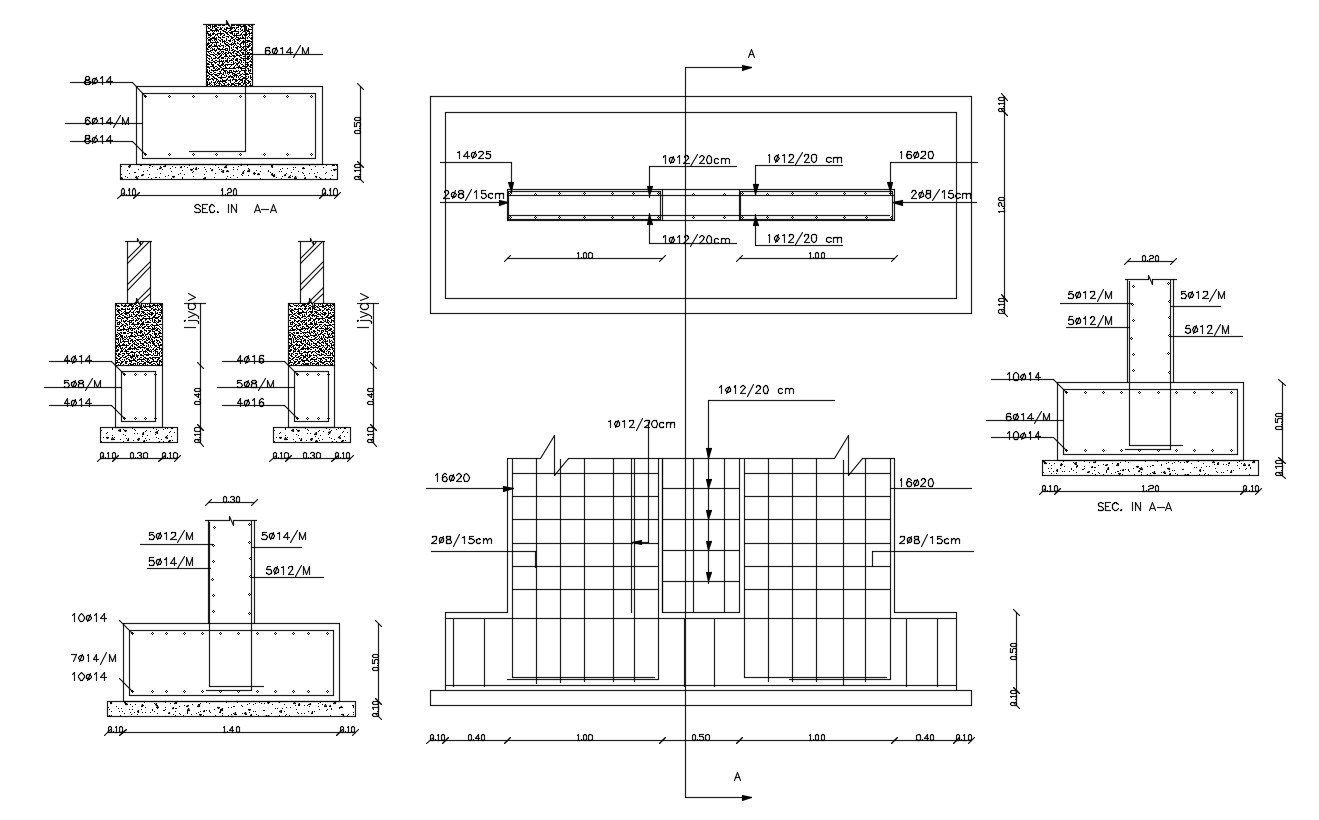 Joint Footing Pad Foundation Design Free DWG File - Cadbull