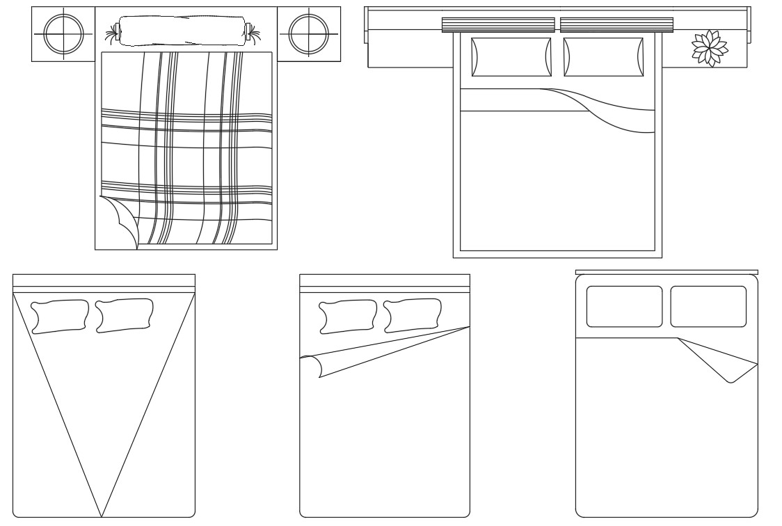 King Bed Top View CAD Blocks Drawing DWG File - Cadbull