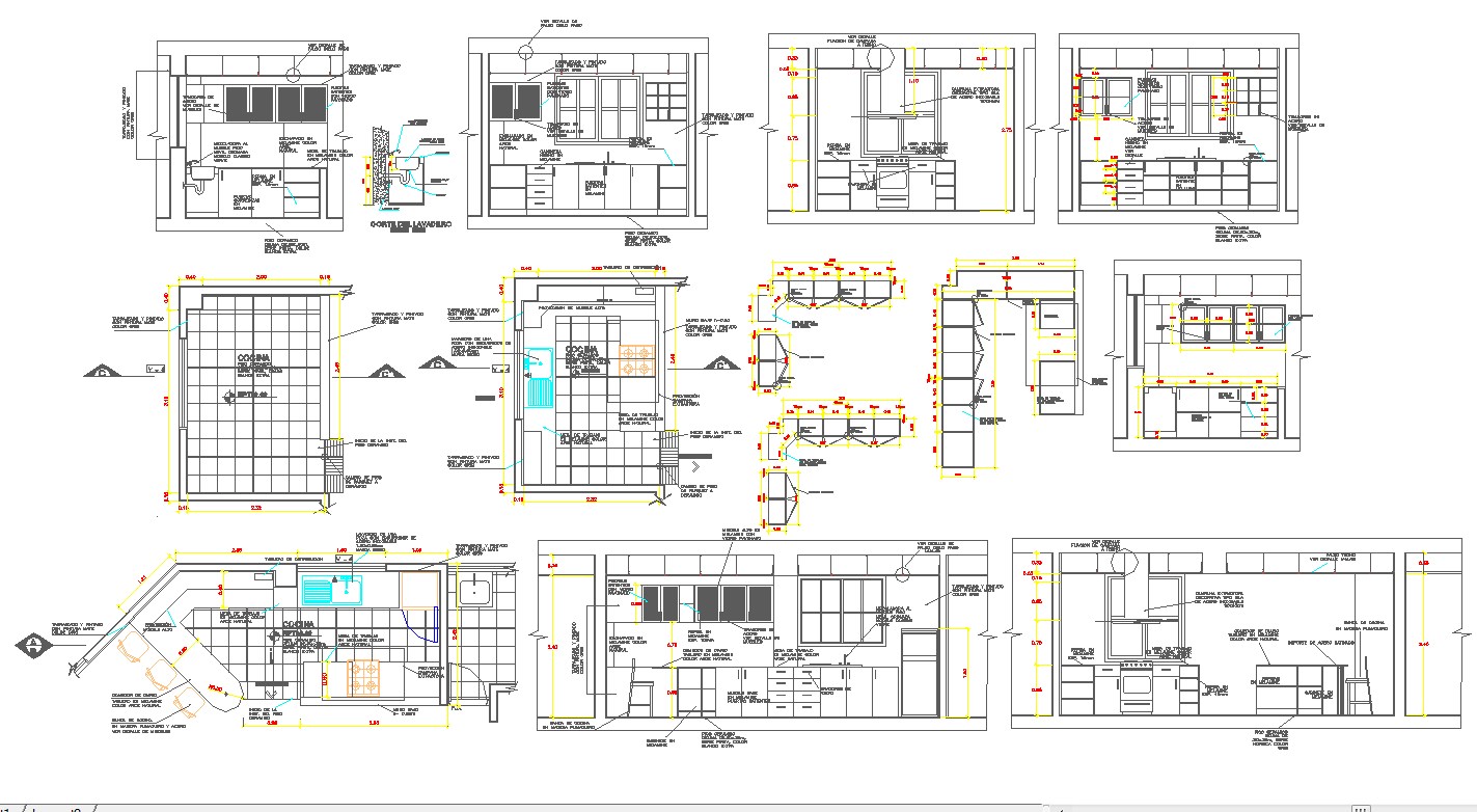 Kitchen interiors detail cad drawing Cadbull