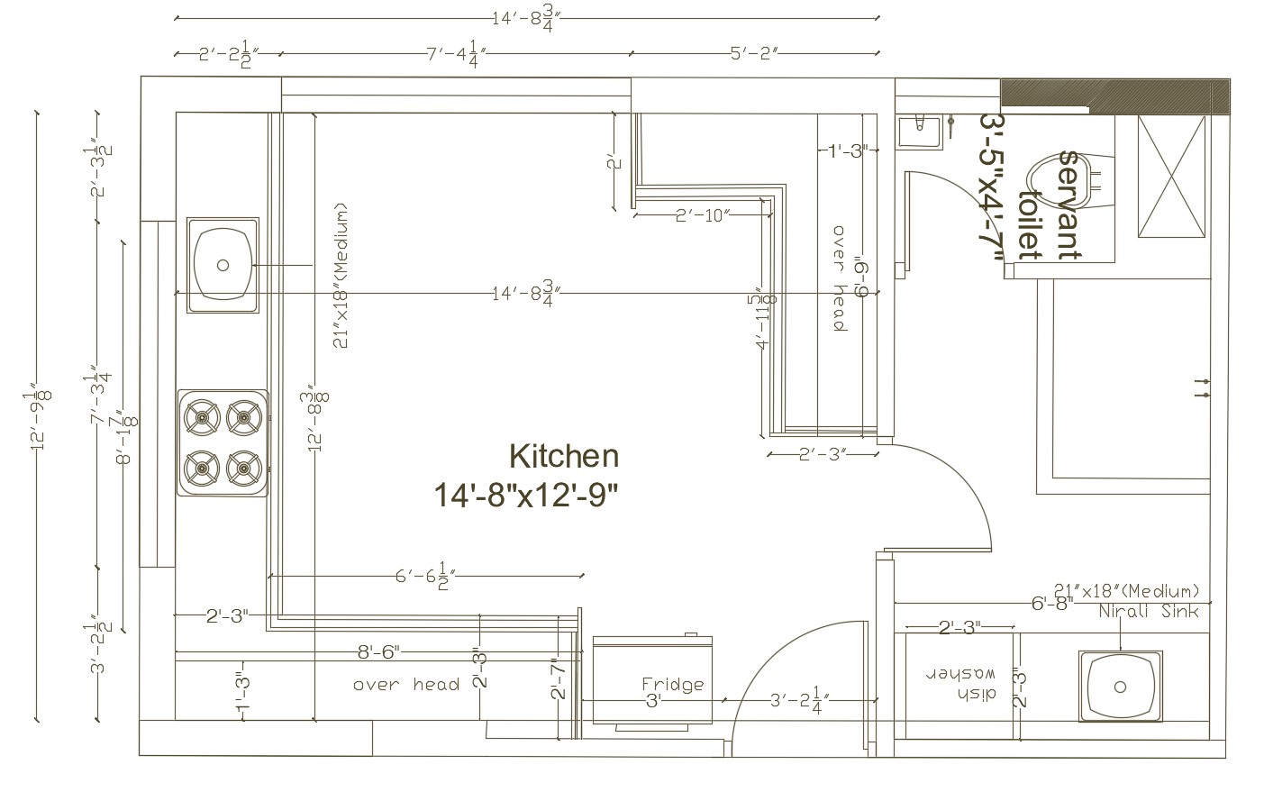 Kitchen layout in autocad - Cadbull