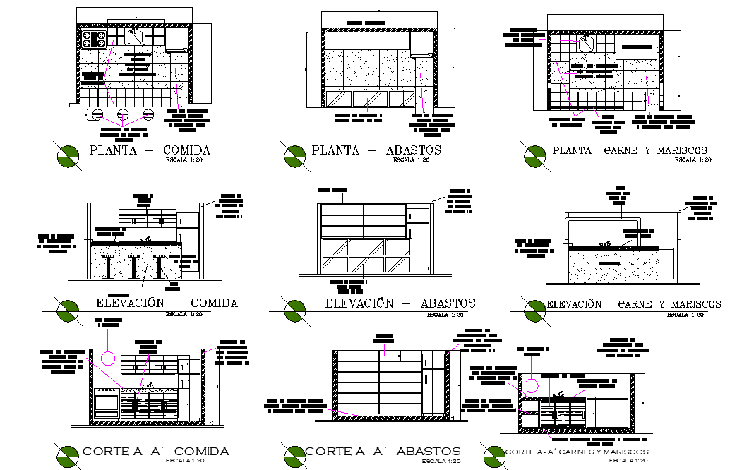 Kitchen plan and elevation dwg file - Cadbull