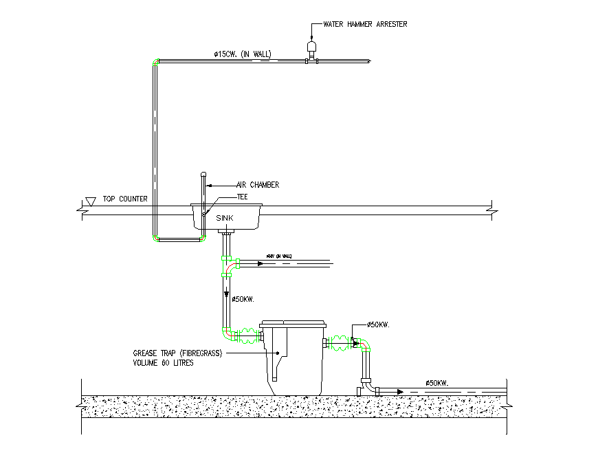 Kitchen sink plan detail dwg file. - Cadbull