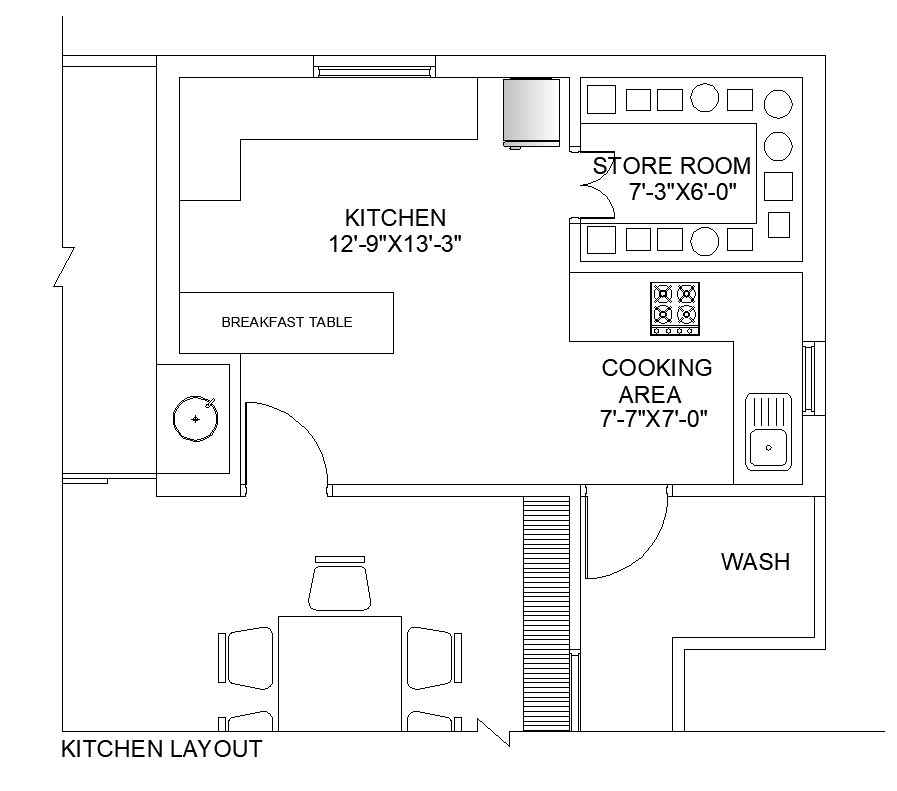  Kitchen  structure detail 2d  view layout  plan Cadbull