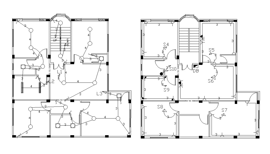 Lavish Bungalow Floor Plan With Electrical Design CAD Drawing - Cadbull