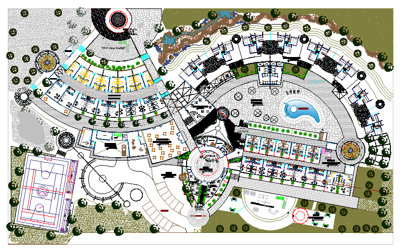 Layout Plan Of Hotel Dwg File Cadbull