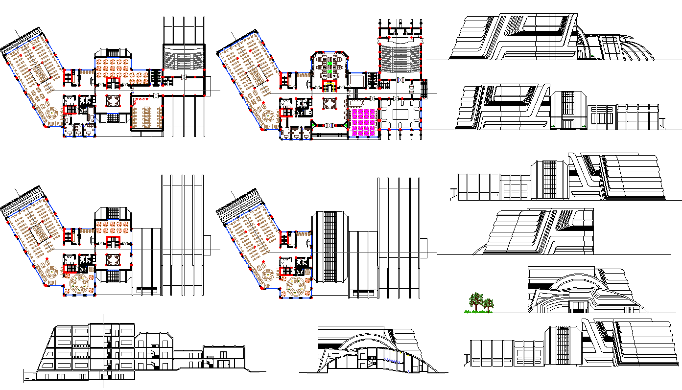 Library Layout Plan And Elevation Design Dwg File Cadbull 8415