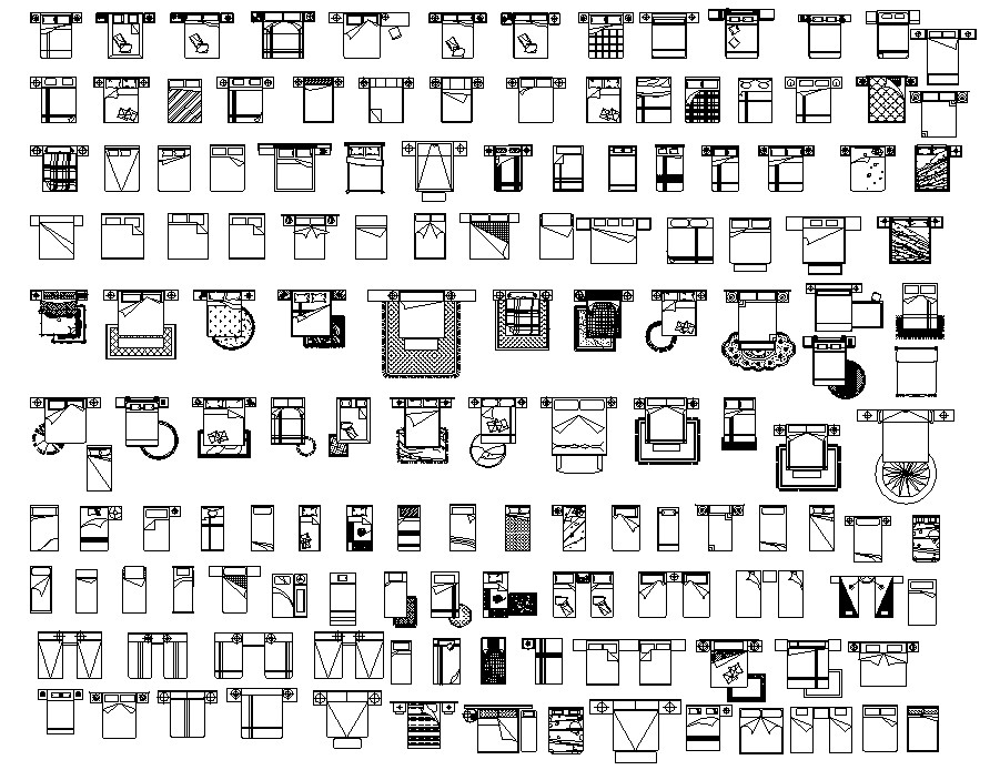 Library of bedroom furniture dwg file - Cadbull