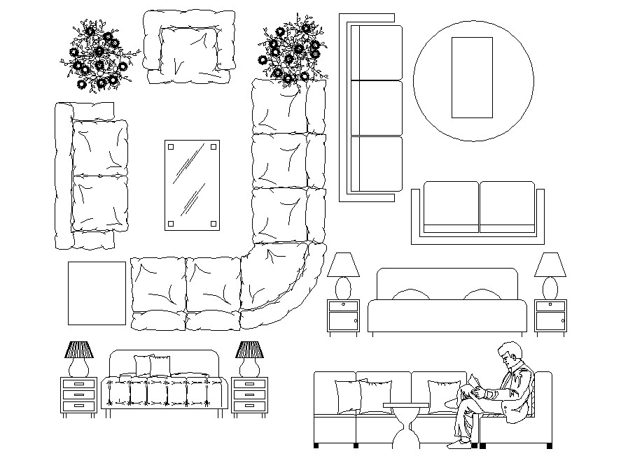 living room cad template