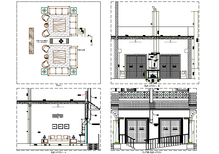 living room elevation autocad