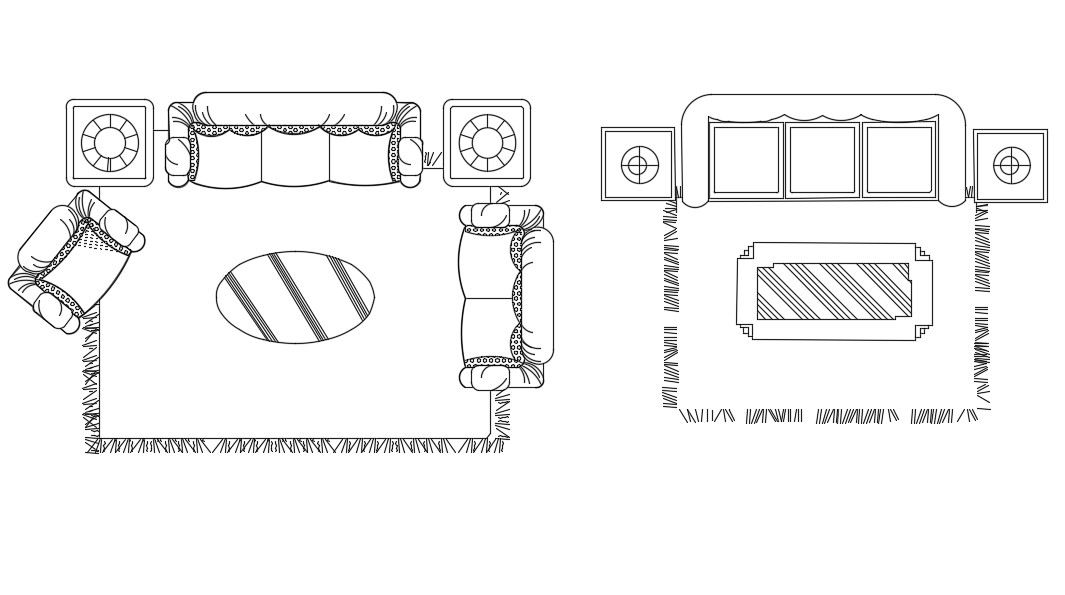 Living Room Furniture Set Up CAD Blocks DWG File - Cadbull