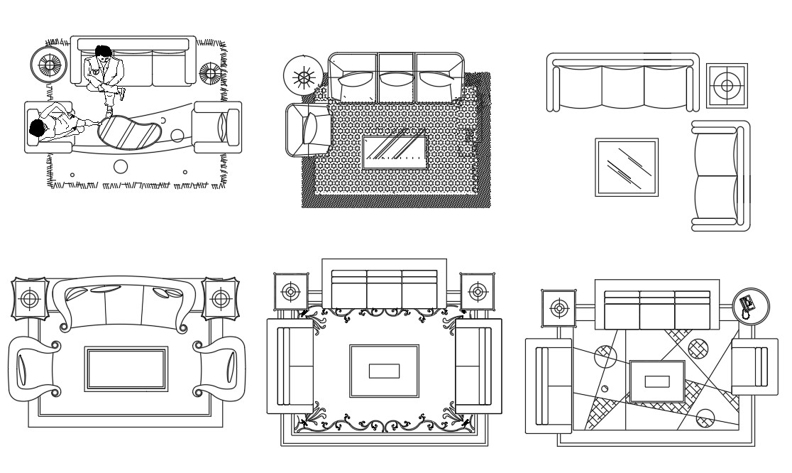 Living Room Furniture With Carpet Drawing DWG file - Cadbull