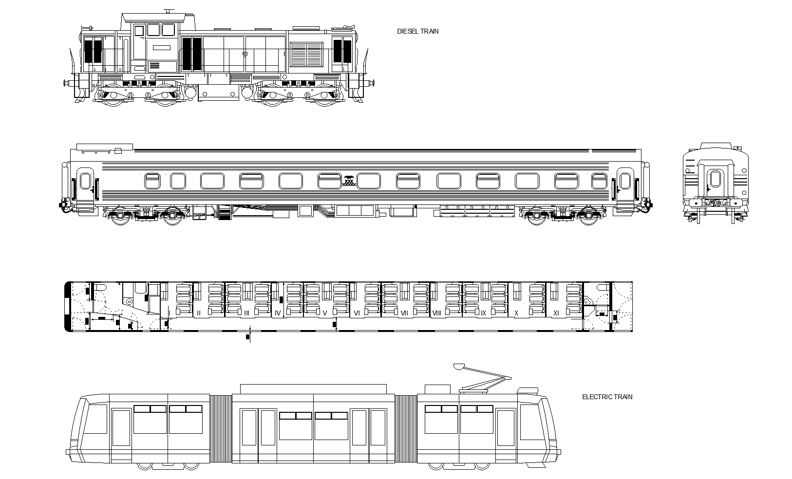 Locomotives plan detail dwg. - Cadbull