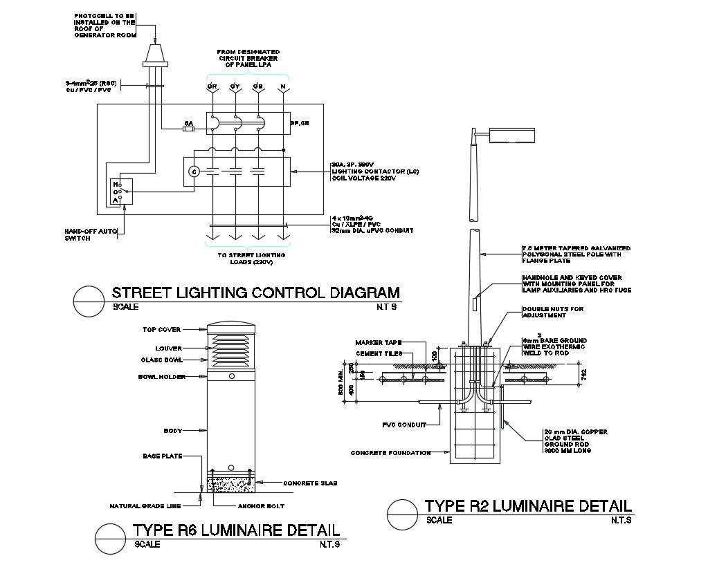 Luminary Street Lighting CAD Drawing - Cadbull