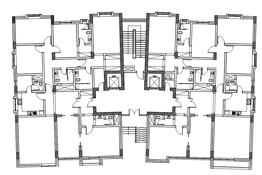 Luxurious Apartment Cluster Layout Plan Drawing DWG File - Cadbull