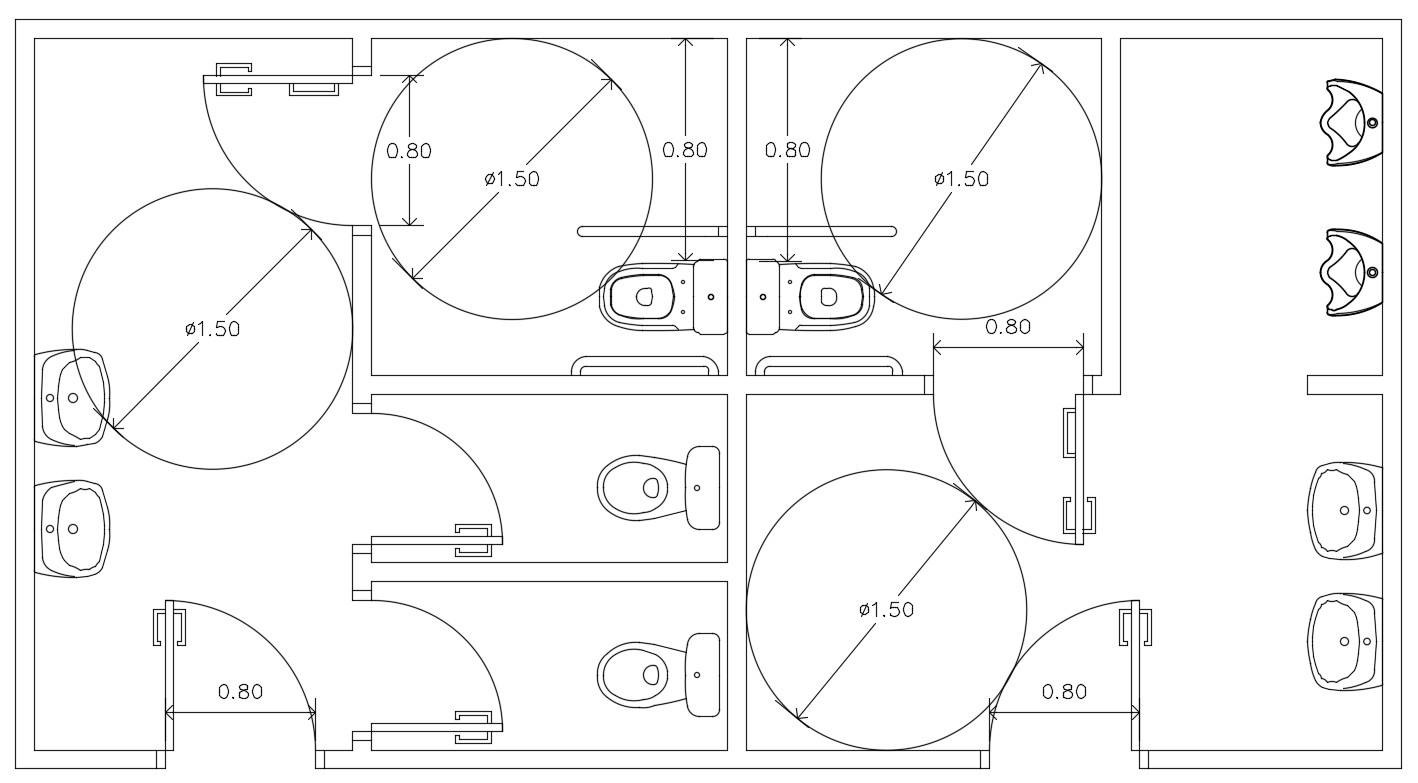 Male and Female Public Toilet Design Layout Plan CAD Drawing - Cadbull