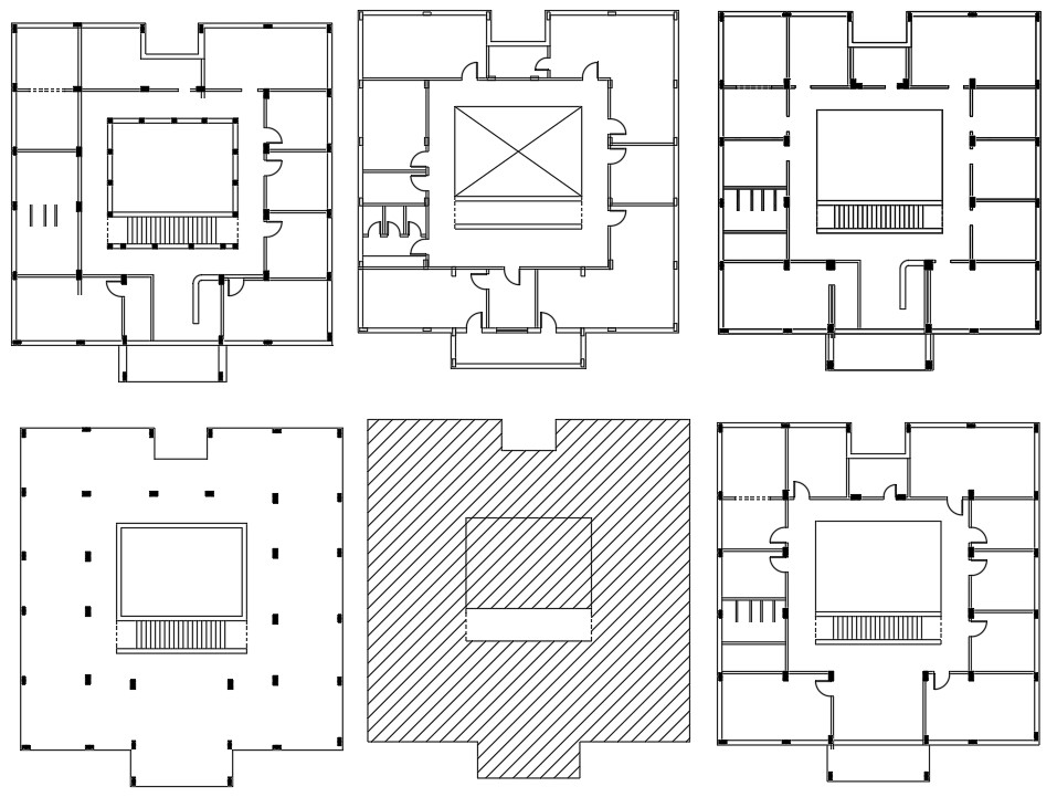 Many Floors Plans Of Hostel Building Design AutoCAD Drawing - Cadbull