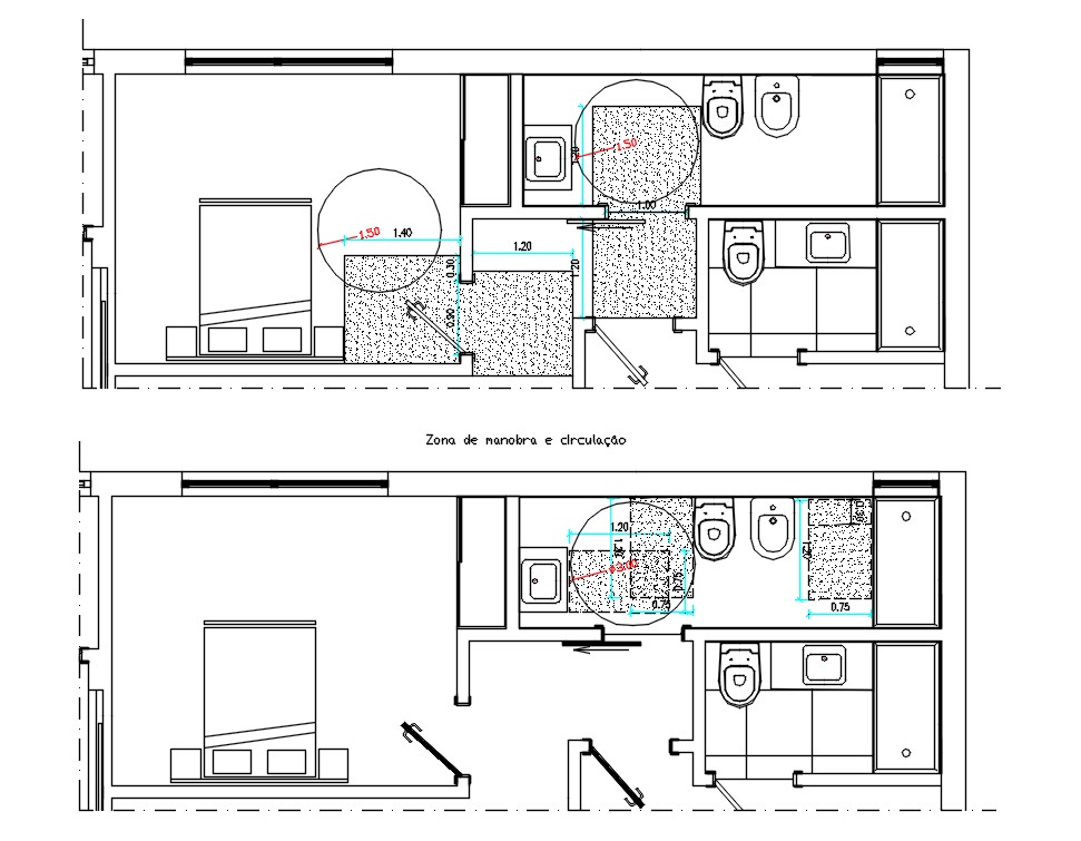Master Bedroom With Bathroom Plan Cad Drawing Cadbull