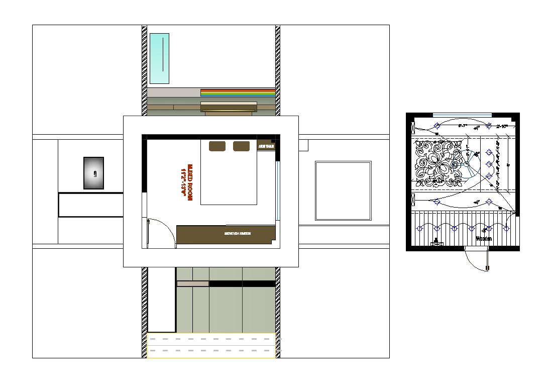 Master Bedroom Structure Detail Plan 2d View Layout File