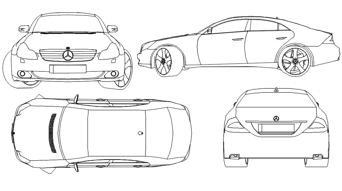 Mercedes CLS Car Free CAD Blocks Drawing DWG File - Cadbull