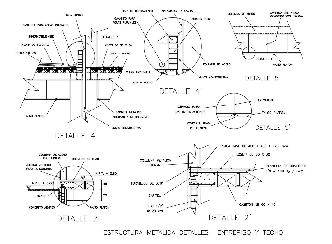 Metallic structure of mezzanines and ceilings cad drawing details dwg ...