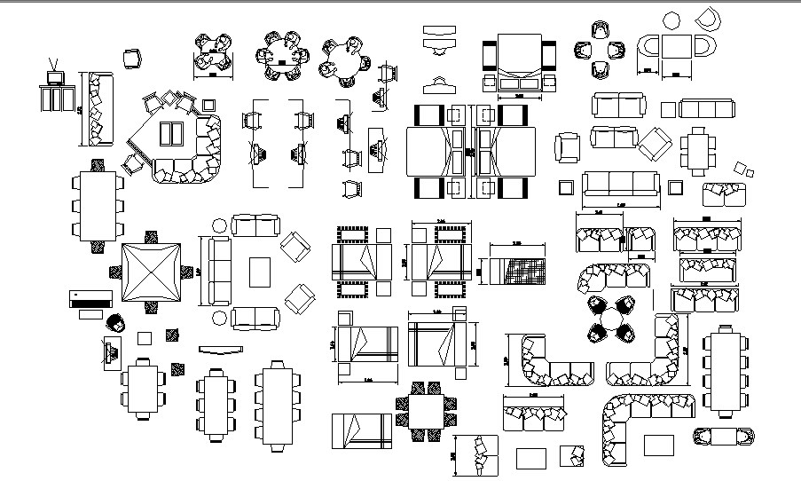 Miscellaneous furniture blocks cad drawing details dwg file - Cadbull