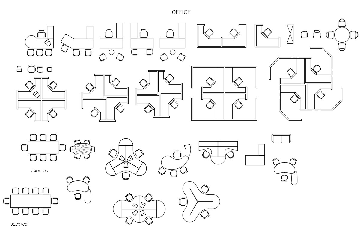 Miscellaneous office  furniture  elevation blocks  cad  