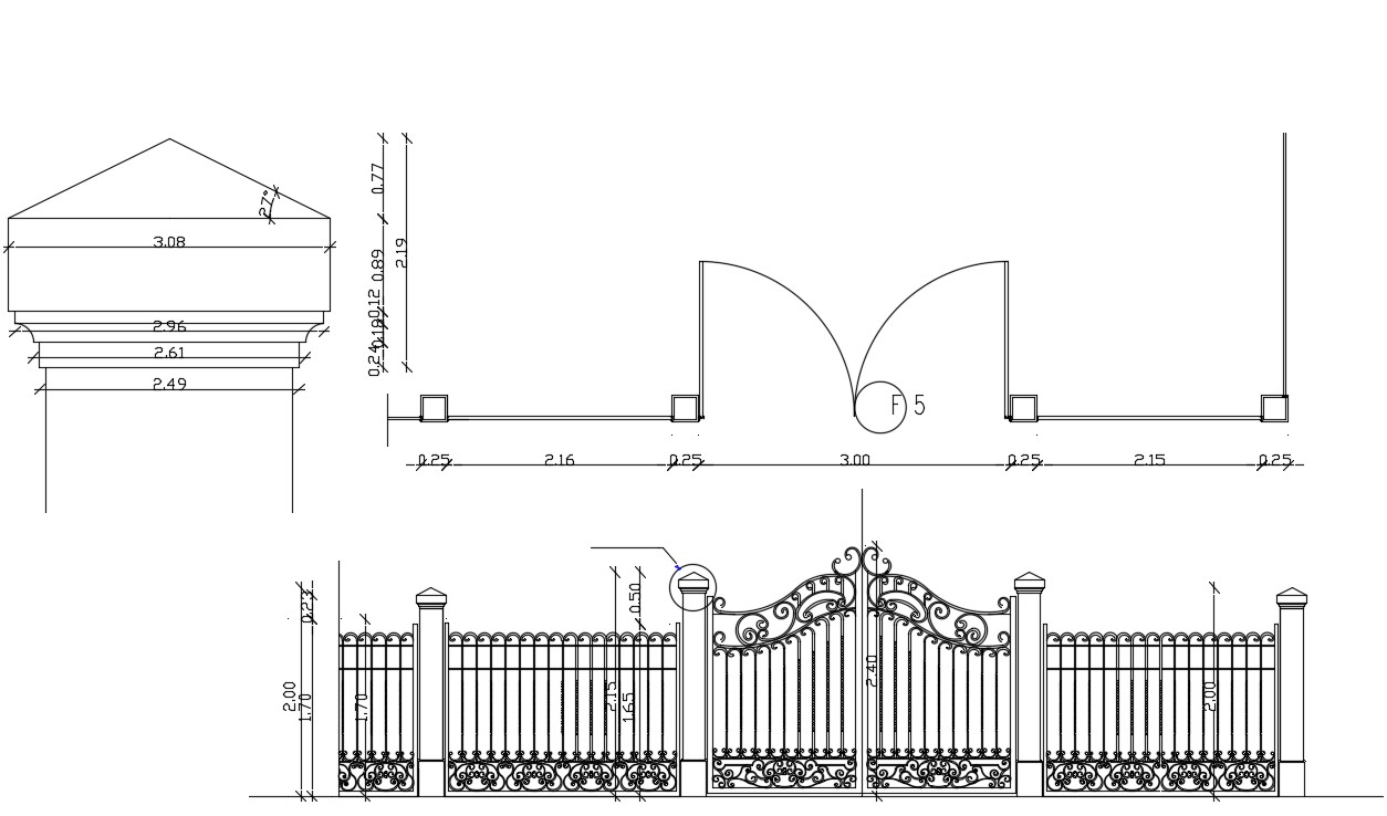 Modern Main Gate Designs Cad File Cadbull