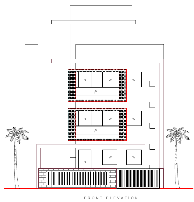 Modern Residential Building 2d Elevation - Cadbull