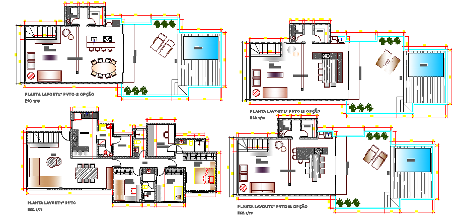 Modern villa type bungalow architecture layout plan 