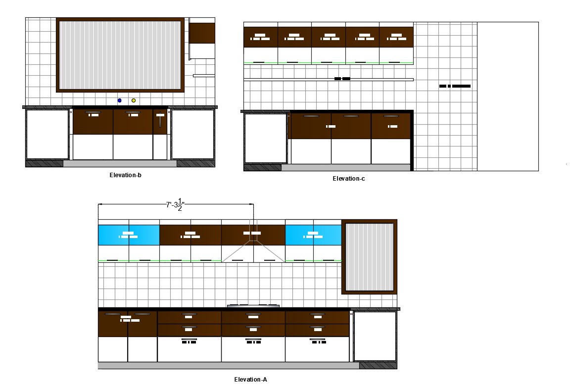 modular kitchen design in autocad