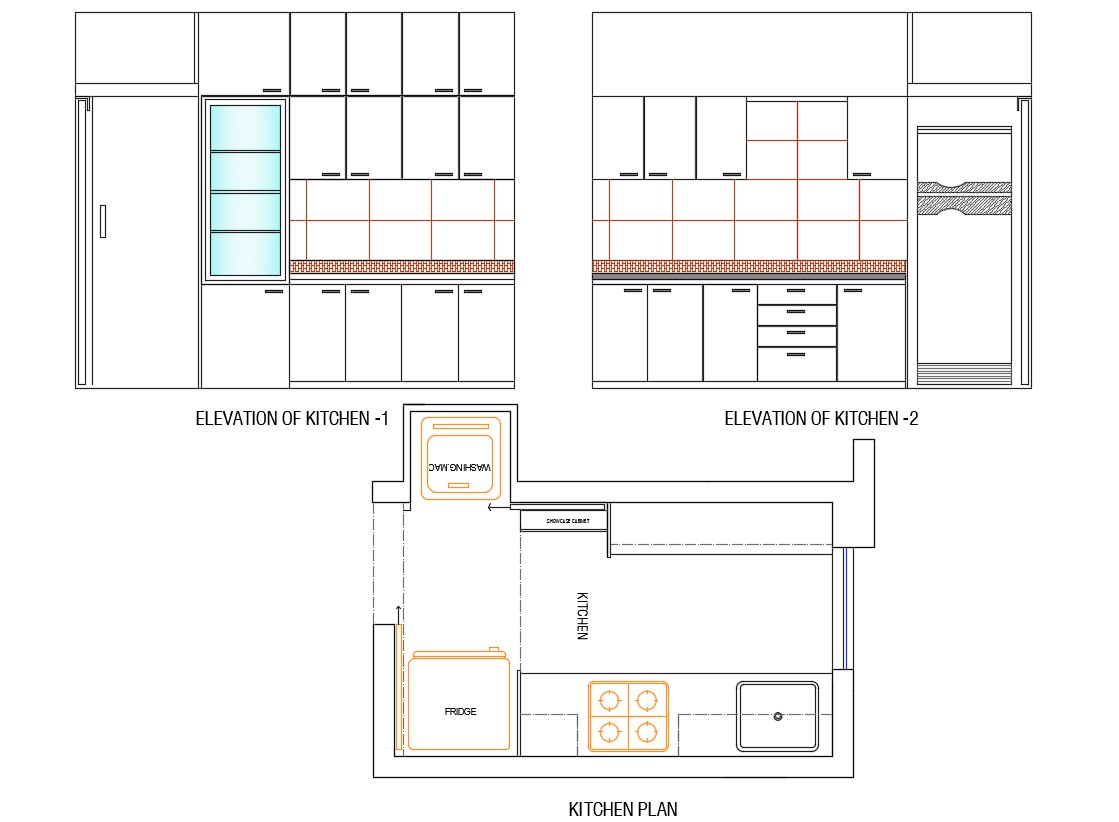 Modular Kitchen Furniture Plan And Elevation AutoCAD Drawing Wed Nov 2019 07 31 32 