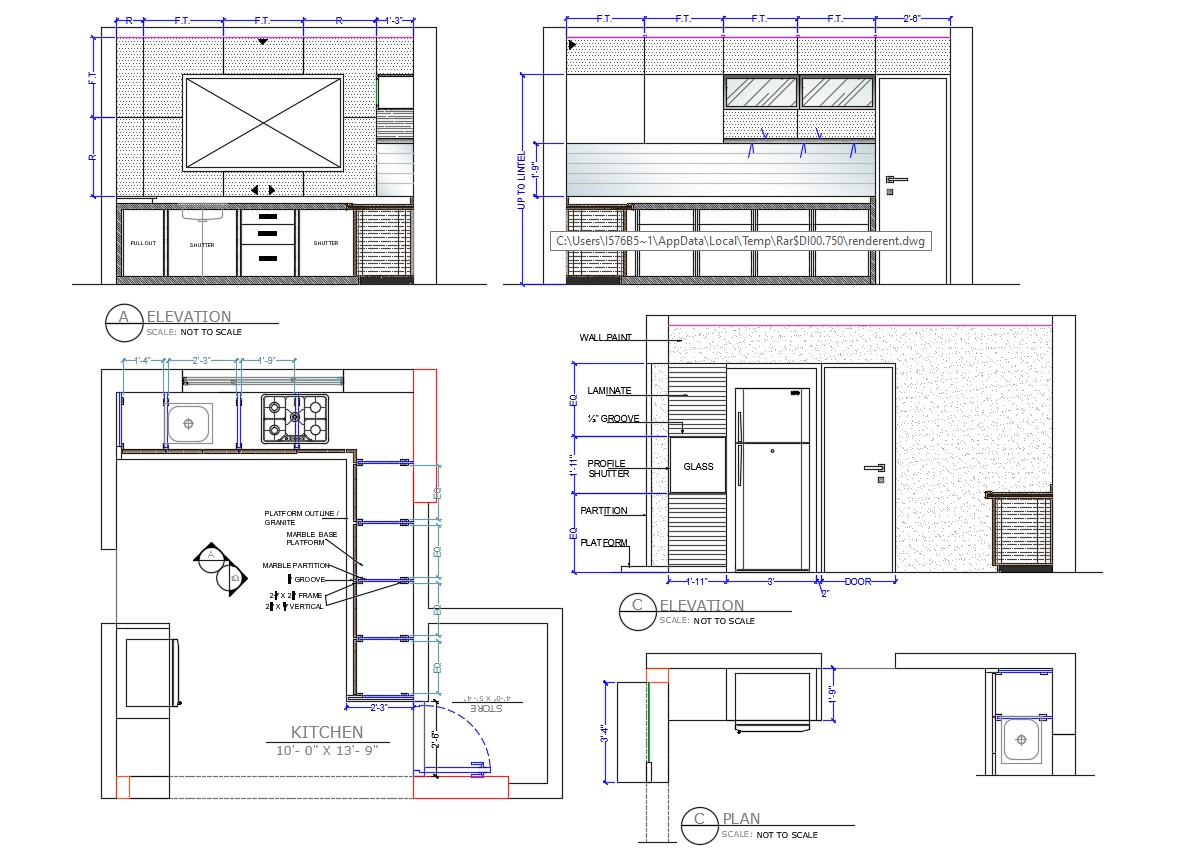 Modular Kitchen Interior Design Project AutoCAD File Cadbull