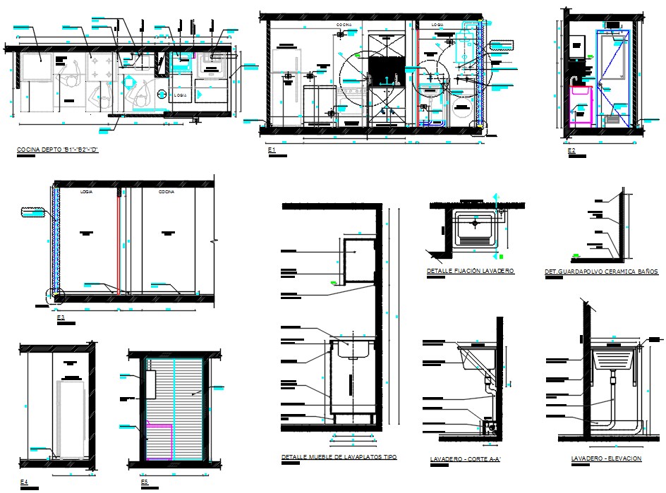 Modular Kitchen Layout plan And Interior Elevation Design